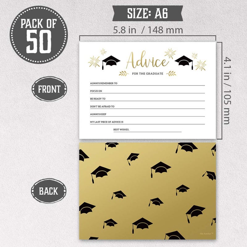 Hat Acrobat 2025 Graduation Advice Cards for The Graduate (50 Pack) | Commencement Wishes and Advice Cards | Grad Party Games Activities Decorations | Grad Celebration, High School and College (50) - Image 2